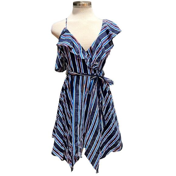 DO+BE NAVY ASYMMETRICAL RUFFLE SHORT DRESS SIZE S - Picture 7 of 7